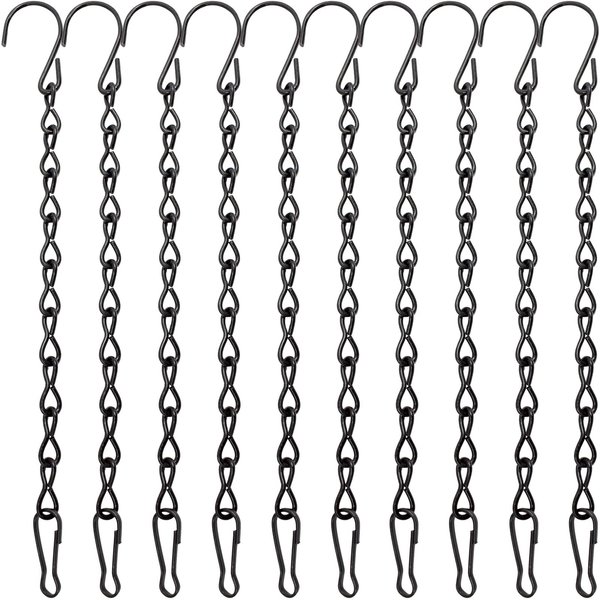 YINGFENG 10 Pack 9.5 Inch Black Hanging Chains, Garden Plant Hangers for Hanging Bird Feeders, Billboards, Chalkboards, Basket, Planters, Lanterns, Wind Chimes and Decorative Ornaments Etc