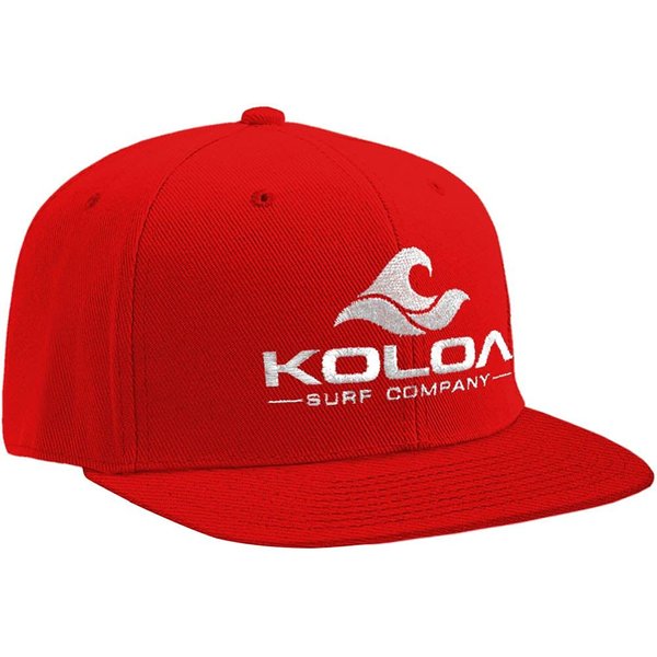 Koloa Surf-Classic Wave Logo Solid Snapback Hats-Red/White
