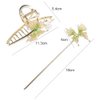 Pokinge 2PCS Chinese Style Green Butterfly Tassel Pearl Hair Stick and Hair Claw, Elegant Pearl Hairpin Hair Accessories for Hanfu Cheongsam Headdress