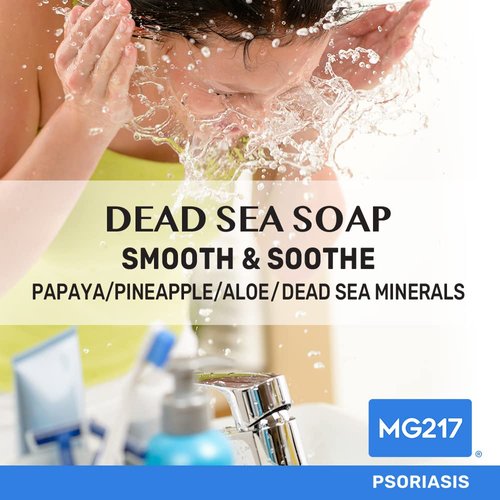 MG217 Psoriasis Dead Sea Exfoliating Bar Soap, Smooth & Soothe with Natural Exfoliating Agents, Aloe Vera, Papaya and Pineapple extract for Psoriasis Skincare, 5oz