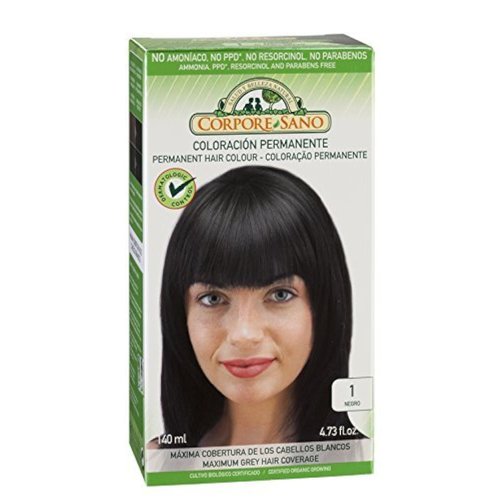 Corpore Sano Permanent Hair Color Dye(Does Not Contain:PPD, AMMONIA, RESORCINOL, PARABENS.(~ 1 Black)