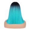 HANNE Ombre Black to Teal Blue Wig Short Straight Hair Blue Bob Wigs for Women Bluish Green Wig Shoulder Length Navy Wig for Daily or Party Hair Replacement Wig (Teal Blue Wig)