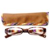 Calabria 731 Striped Reading Glasses w/Matching Case in Chocolate Brown +4.00