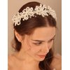 Xerling Floral Pearl Headband Tiara for Girls Bridal Hair Accessory for Wedding Crystal Crown for Party Headdress Hair Band Jewelry (Silver)