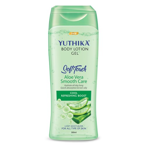 Yuthika Body Lotion Gel Aloe Vera Smooth Care 300ml Pack of 1, Soft Touch Gel Body Lotion for Summer, Winter, Light Moisture for Face and All Skin Types, Aloe Vera Body Lotion