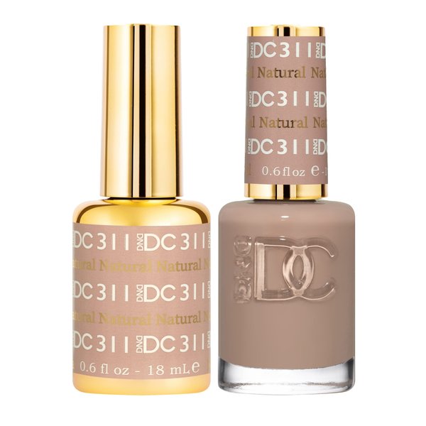 DND DC Gel Polish Set, Deep Nude Collection, UV/LED Gel Polish and Air Dry Nail Lacquer, Matching Chip-Free Polish Duo, 311 Natural, 0.5 Fl Oz