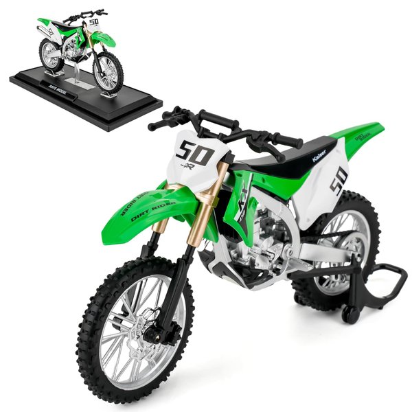WAKAKAC Toy Car Compatible for 1:12 Kawasaki KX450 Racing Motorcycle Model Car, Collectible Diecast Gift Toy for Kids Boys Girls and Adults, Gift Green.