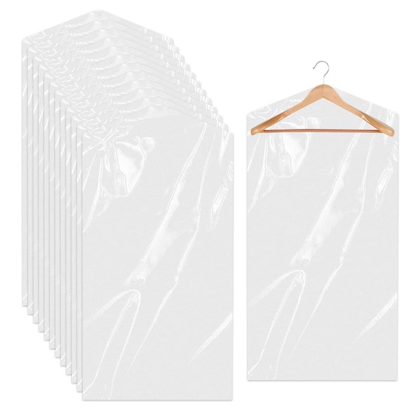 20 Pack Garment Bags for Hanging Clothes Plastic Garment Bags Clear Clothes Covers Dry Cleaner Bags Hanging Dust-proof Garment Bags for Dry Cleaner, Home Storage, Travel (60x90cm)