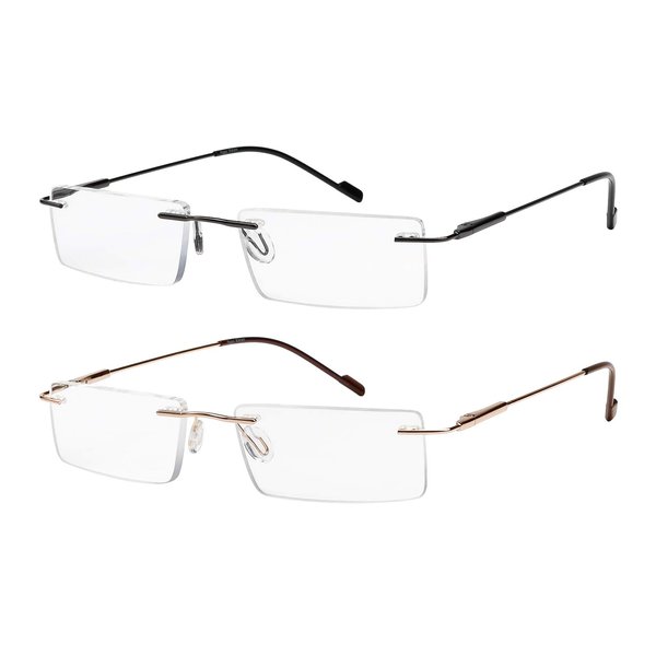 Success Eyewear Reading Glasses 2 Pair Rimless Ultra Lightweight Readers for Men and Women +2.5