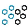 Ruiwaer 8PCS 17mm Thread Aluminum RC Wheel Nuts Aluminum Alloy Wheel Hex Hub Nuts, 4PCS Blue 4PCS Black