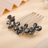 Jumwrit Wedding Crystal Hair Comb Long Rhinestone Butterfly Hair Side Comb Vintage Bride Bridesmaid Headpiece Bridal Hair Clip Comb Jewelry for Women Girls(Grey)
