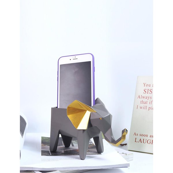 HAUCOZE Flower Pot Succulent Cacuts Planter Elephant Statue Decor Modern Sculpture Gifts Table Centerpiece Crafts Polyresin Arts 6.9inch