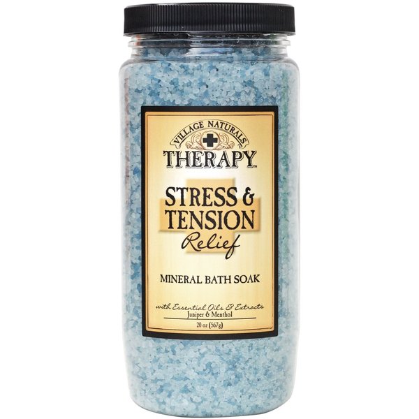 Village Naturals Mineral Bath Salts Soak, Relief for Joint and Muscle Pain Combining Epsom Salts, Juniper, Orange and Menthol Essential Oils and Extracts, 20 ounces