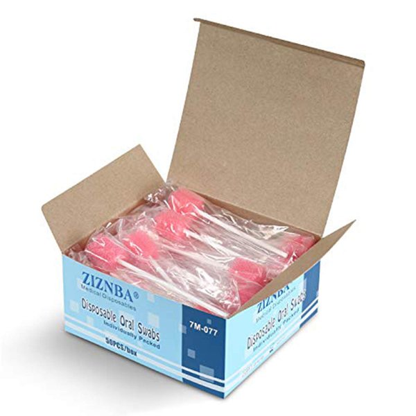 Disposable Oral Care Sponge Swabs(50pcs Pink)