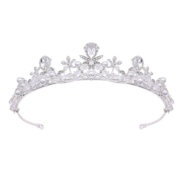 Oriamour Crystal Tiaras and Crowns Headband For Women Birthday Pageant Wedding Prom Princess Crown Bridal Tiara With Clear Beads,Wedding Tiara for Bride (Silver)