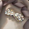 EVER FAITH Wedding Austrian Crystal Hair Barrette Clip, Rhinestone Waterdrop Bowknot Hair Accessories for Women Iridescent Clear AB Gold-Tone