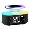 JALL Fabric Alarm Clock for Bedroom, with Big Led Screen Display, Bluetooth Stereo Sound Speaker, FM Radio, Fast Wireless Charging, USB Charging Port, Nightlight, White Noise, Ideal for Gift, Black