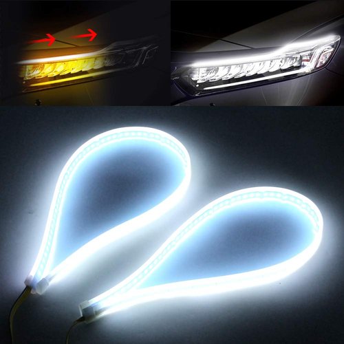 OPP ULITE Switchback Led Strip Light, Amber Turn Signal White DRL, 24 Inch Flexible Headlight Stirp Tube Lights (White Amber WYDT-60)