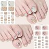 8 Sheets Toe Nail Wraps Semi Cured Gel Toe Nail Strips Glitter Foil Nail Strips Stickers Self-Adhesive Flower Toe Nail Polish Strips Designs Lines Rhinestones Nail Polish Stickers for Nail Decoration