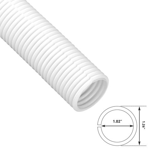 D-Line White 43in Cable Sleeve, Flexible Wire Protector Tubing, Split Electrical Conduit, Plastic PC Cable Management Tube, Cord Sheath, TV Loom Tubing - 1.26in Diameter, 43-inch Length