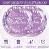 40pcs Purple Birthday Party supplies，Purple Silver party Tableware Set Confetti Sprinkles Happy Birthday Party Decorations for Women Girls Birthday Party Disposable Tableware (violet)