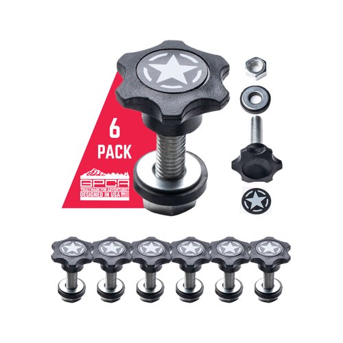 GP Star Thumb Screws, M8 Bolt Set for Easy Jeep Top Removal Lift & Cargo Cover Installation, Compatible with Tie Downs, Jeep Wrangler Accessories for Jeep Wrangler, 6 Packs - GPCA