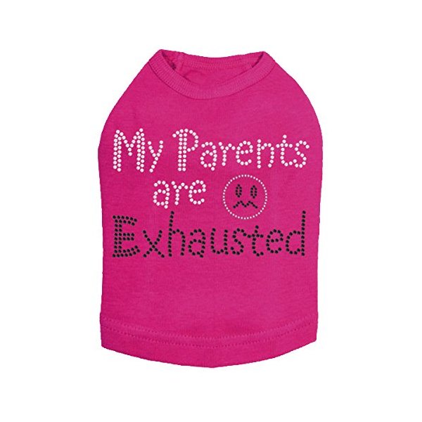 My Parents are Exhausted Dog Shirt 2XL Fuchsia