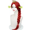 Long Red Braid Princess Wig + Crown Hair Comb + Wig Cap Pre-styled Red Wigs Synthetic Fiber Hair for Women Halloween Party