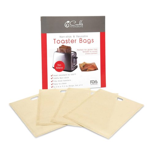 Reusable Toaster Bag - Toaster Bags for Grilled Cheese Sandwiches, Pizza Rolls, - Nonstick Toaster Bags Made of Teflon - BPA & PFOA Free Little Bags - Toaster Bags Reusable Up To 50 Uses (Set of 4)