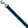 Dog Leash Buffalo Plaid Black Turquoise 4 Feet Long 1.0 Inch Wide