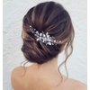 Jeairts Leaf Bride Wedding Hair Comb Rhinestone Pearl Bridal Hair Pieces Flower Headpiece Crystal Hair Accessories for Women and Girls (1-Silver)