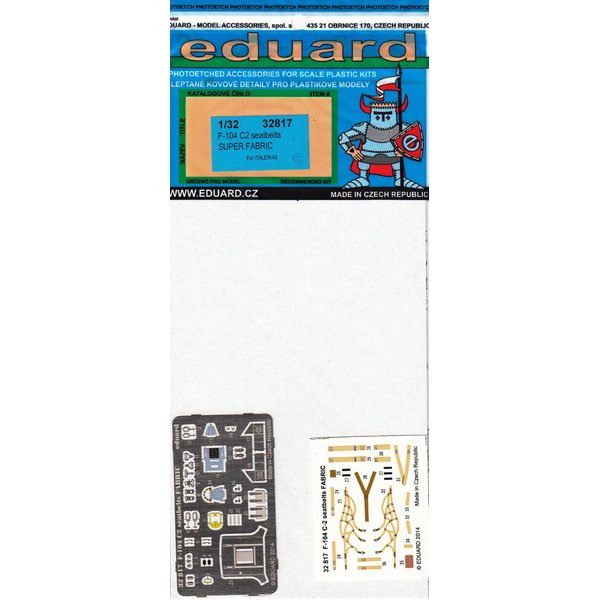 EDU32817 1:32 Eduard Color PE - F-104 Starfighter C2 Seatbelts Super Fabric (for use with the Italeri kit) MODEL KIT ACCESSORY