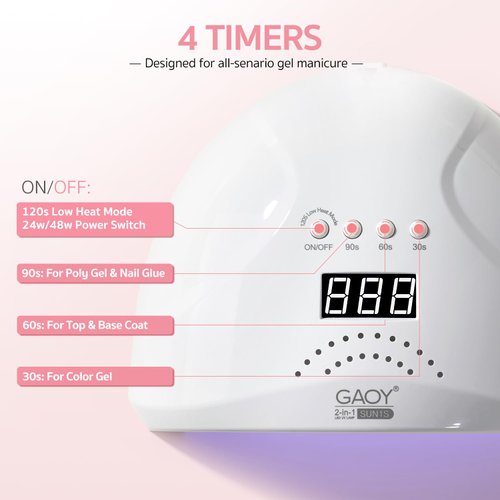 GAOY UV LED Nail Lamp, UV Light with LCD Display, Professional Nail Dryer with Automatic Sensor, 4 Timers and Sensitive Mode