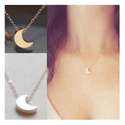 Yheakne Boho Moon Necklace Choker Silver Moon Phase Choker Necklace Crescent Moon Pendant Necklace Flat Moon Necklace Jewelry for Women and Girls (Silver)