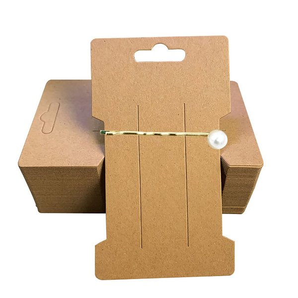 Doromy 100 Packs Hair Clip Display Cards Rectangular Hair Barrettes Jewelry Display Holder Brown Kraft Paper Cards Hair Bow Holder Cards 6.6X11.5cm for Hair Accessories Displaying Organizing Packaging