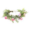 Vivivalue Women Flower Crown Flower Garland Headband Hair Wreath Floral Headpiece Halo Boho with Ribbon Wedding Party Photos Pink