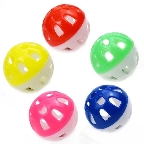VOVIGGOL 12PCS 4CM Cat Toy Ball with Bell, Pet Toy Cat Bell Ball Cat Toy with Bell Cat Jingle Balls for Cats Kitten, Plastic Cat Toys Jingle Balls Pounce Chase Rattle Ball Toys Random Color