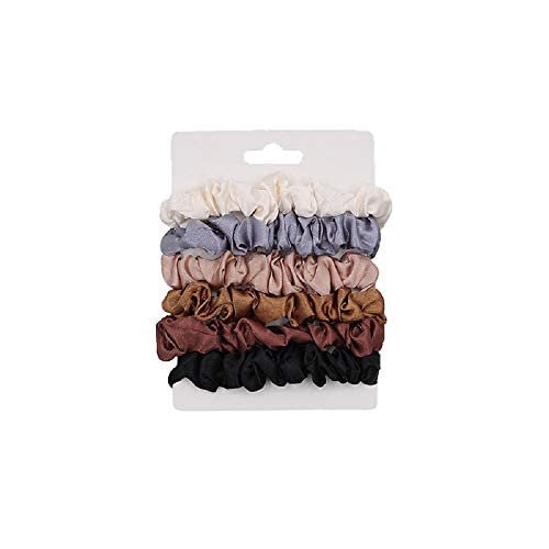 Shuiniba Silk Hair Scrunchies, Small Silk Scrunchy Skinny Hair Ties Bows,Elastics Hair Bands, Soft Scrunchy Hair Tie Ropes Ponytail Holder for Women Girls Hair Accessories 6 Pack(Assorted Colors)