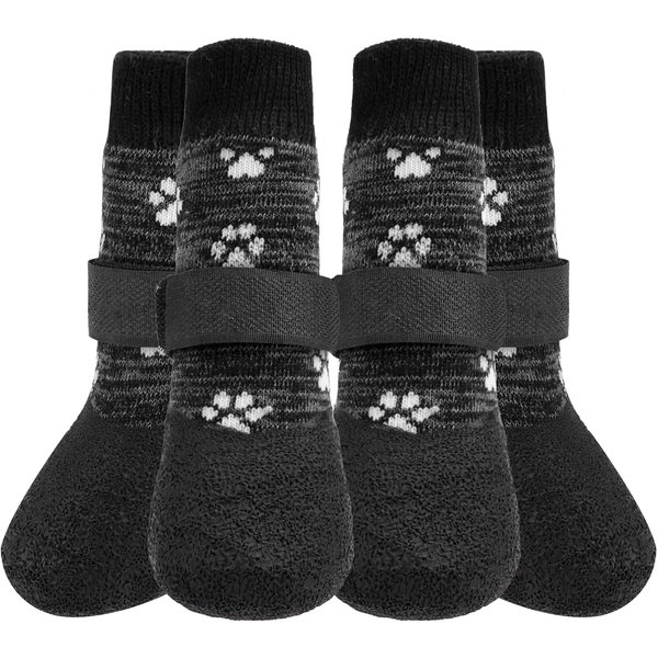KOOLTAIL Anti Slip Dog Socks - Outdoor Dog Boots Waterproof Dog Shoes Paw Protector with Strap Traction Control for Hardwood Floors