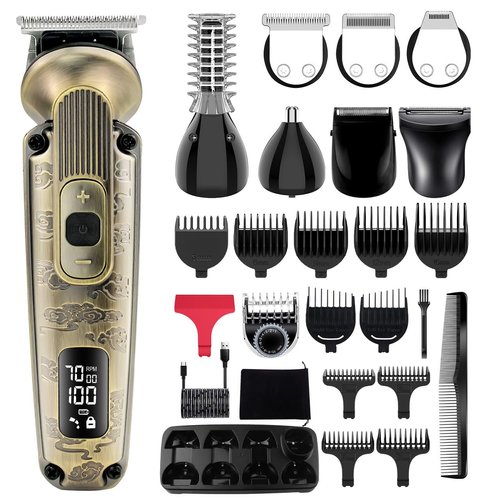Hatteker Beard Trimmer Mustache Trimmer for Men 8 in 1 Adjustable Speed Waterproof Hair Clipper T-blade Trimmer Electic Razor Shavers Cordless Mens Gift Grooming Kit with Face Nose Body