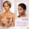 HANASCC Ombre Brown Highlight Bob Wig Human Hair Glueless Body Wave Highlight Bob Wig HD Lace Frontal Layered Cut Bob Wig Human Hair Pre Plucked 180% Density Ombre Short Bob Wigs for Women 6 Inch