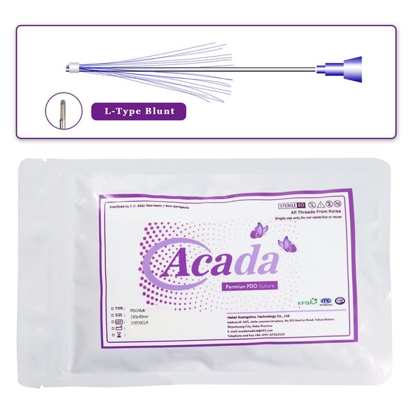 Acada Pdo Multi Threads for Face Whole Body Lift, Blunt L-Type, 23G60MM, Pdo Threads 20Pcs