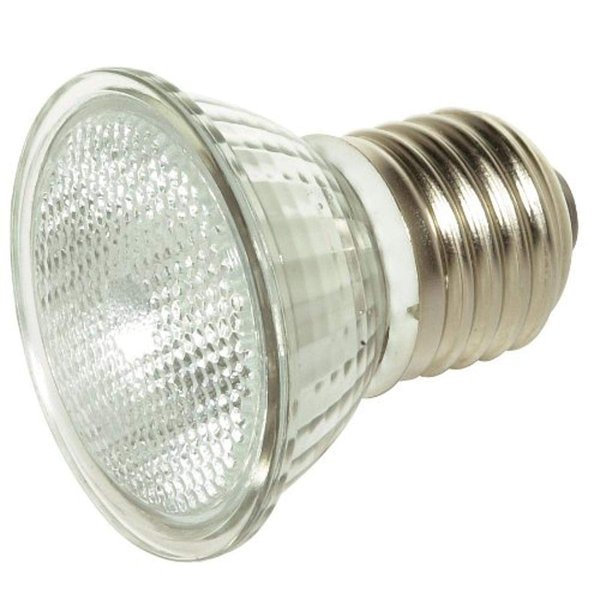 Satco S4623 20 Watt MR16 Short Neck Halogen Medium Base 120 Volt Clear FL 36 Beam Pattern No Harmful Ultraviolet Rays Light Bulb, With Lens