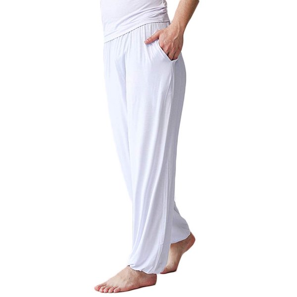 AvaCostume Men's Lightweight Loose Yoga Pants Elastic Waist Modal Yoga Harem Pants WhiteP XXXL