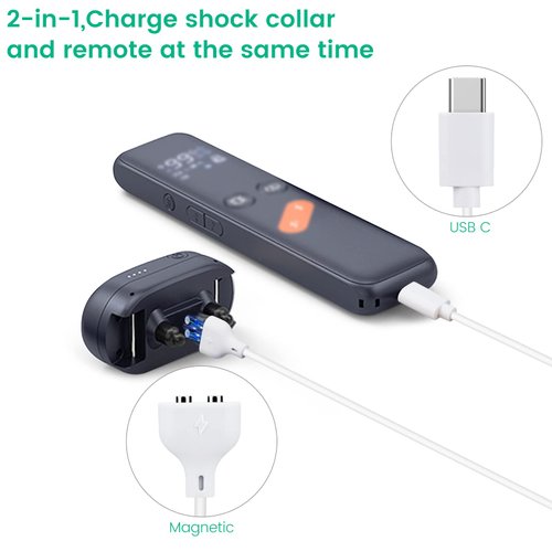 2-Pack Charger Replacement for Delupet and Compatible with Yawpet Dog Training Collar, 2-in-1 Magnetic Charging and USB C Cable, Shock Collar Charging Cord, White