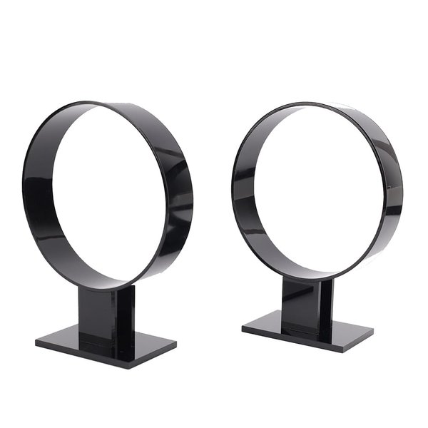 WEIHAOSKY 2PCS Acrylic Headband Holder, Headband Display Stand, Round Shape Headband Holder, Single Hair Hoop Headband Organizer, Fixing Headband Stand for Home, Boutique, Counter (Black)