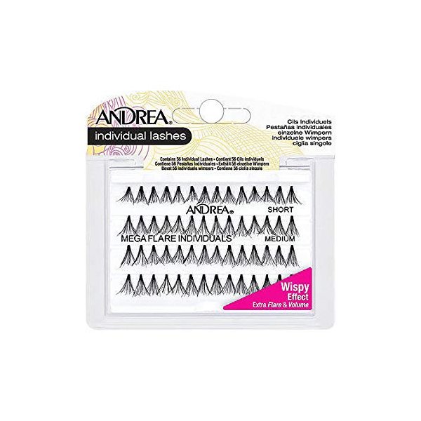 Andrea False Eyelashes Mega Flare Individuals Knot Free, Mega Flare Combo Pack