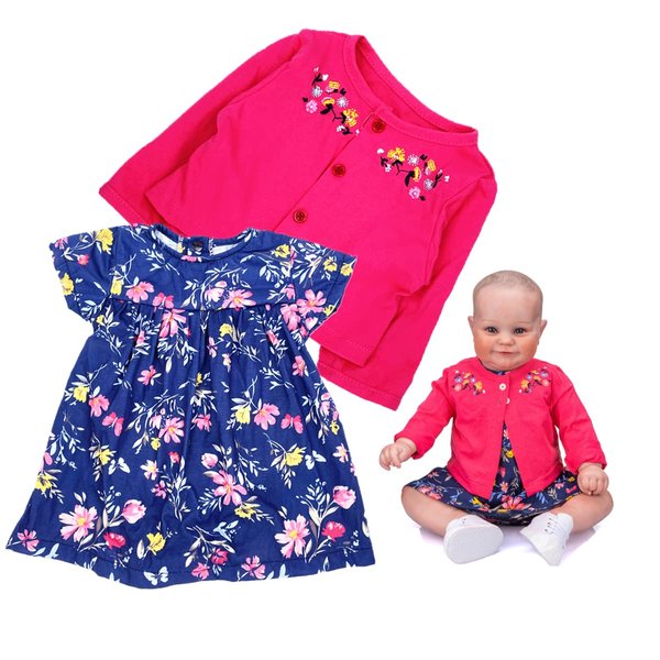 Reborn Baby Girl Doll Clothes 24 inch 2 Pices Set for 22-24 Inch Reborn Baby Doll Clothes