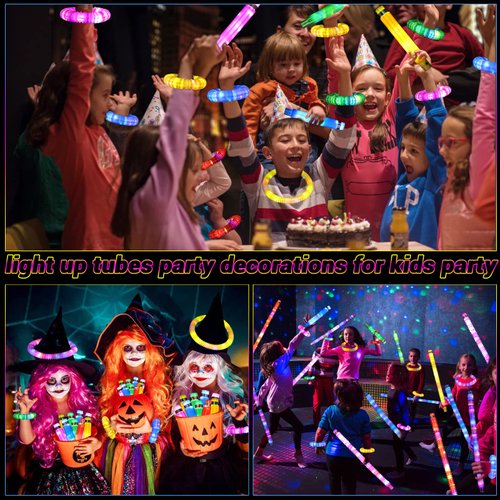 Vheex 12 Pack Glow Sticks Bulk Party Favors for Kids 8-12 4-8 Easter Gifts Birthday Goodie Bags Stuffers for Kids Necklace Bracelets Glow in the Dark Party Supplies Light Up Pop Tubes Party Favors