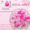 VENOFEN 50PCS Pink Hair Beads for Braids Clear Beads Loc Jewelry Dreadlock Accessories Cute Acrylic Pony Beads Hair Decoration for Girls and Women
